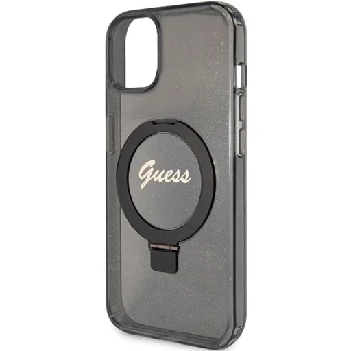 Guess Ring Stand Script Glitter MagSafe tok iPhone 14 / 15 / 13 - fekete - 6