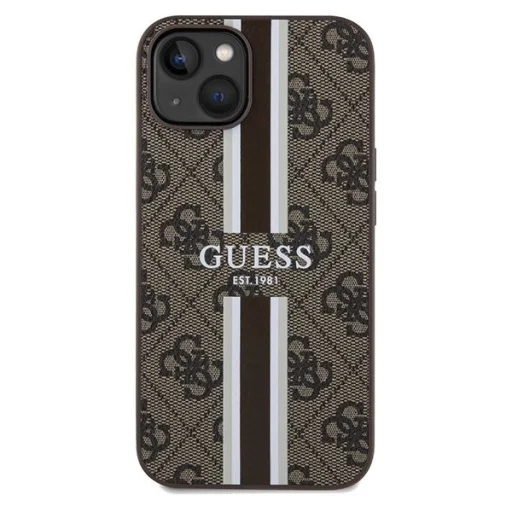 Guess 4G Printed Stripes MagSafe tok iPhone 15/14/13 - barna - 3