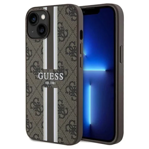 Guess 4G Printed Stripes MagSafe tok iPhone 15/14/13 - barna - 1