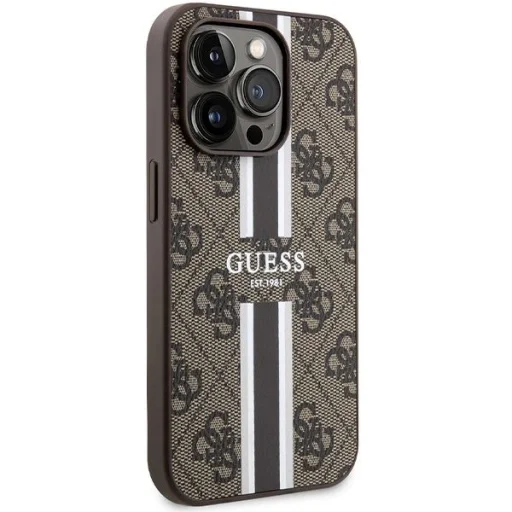 Guess 4G Printed Stripes MagSafe tok iPhone 15 Pro - barna - 4