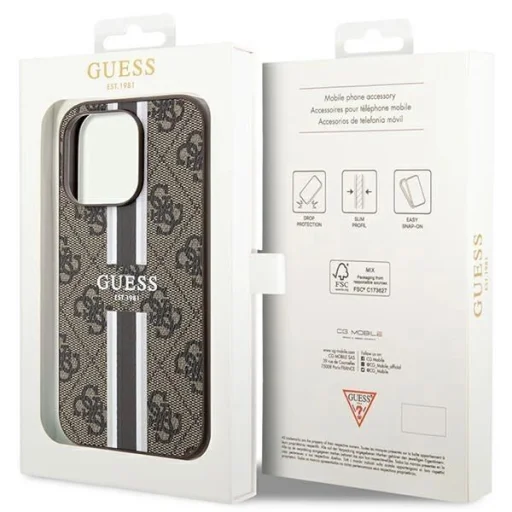 Guess 4G Printed Stripes MagSafe tok iPhone 15 Pro - barna - 8