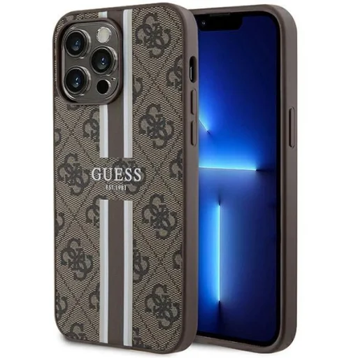 Guess 4G Printed Stripes MagSafe tok - iPhone 15 Pro Max - barna - 1