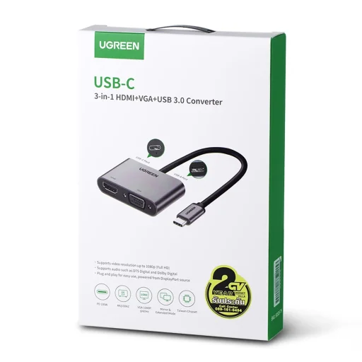 Ugreen CM162 50505 USB-C - HDMI / VGA / USB-A 3.0 / USB-C PD adapter - szürke - 3