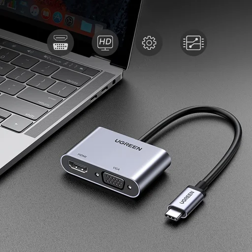 Ugreen CM162 50505 USB-C - HDMI / VGA / USB-A 3.0 / USB-C PD adapter - szürke - 4