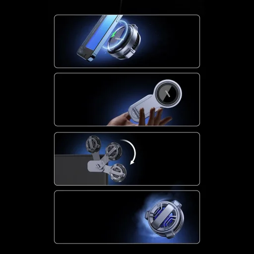 Ugreen CD380 mágneses tartó indukciós töltővel Tesla autóhoz - szürke - 13