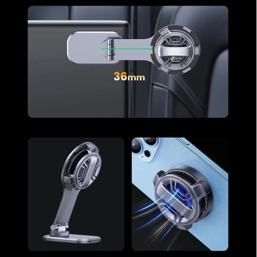 Ugreen CD380 mágneses tartó indukciós töltővel Tesla autóhoz - szürke - 4