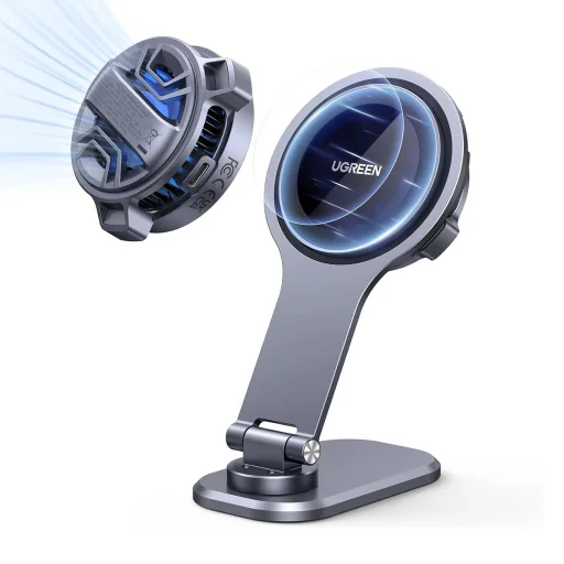 Ugreen CD380 mágneses tartó indukciós töltővel Tesla autóhoz - szürke - 1