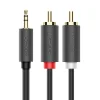 Ugreen AV102 10513 kábel 3,5 mm-es mini jack (apa) / 2RCA (apa) 5 m - szürke thumbnail