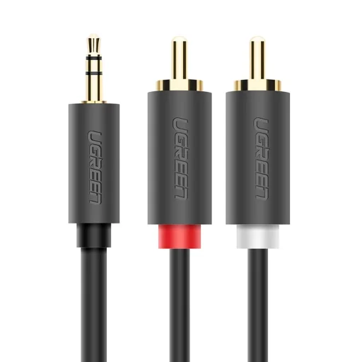 Ugreen AV102 10513 kábel 3,5 mm-es mini jack (apa) / 2RCA (apa) 5 m - szürke - 2
