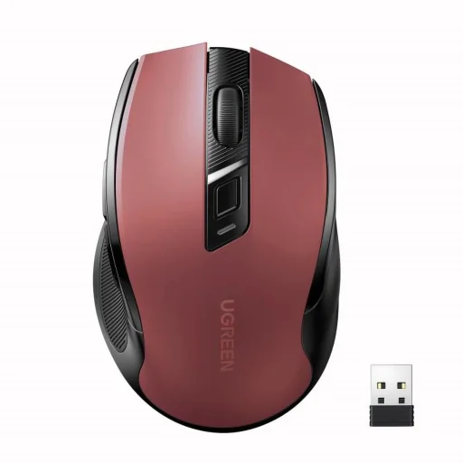 Ugreen MU006 optická bezdrôtová USB myš 2.4GHz 4000 DPI - červená - 1