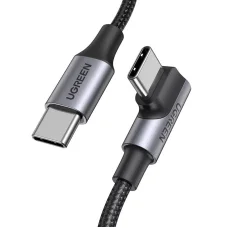 Ugreen US334 70645 USB-C (könyök) / USB-C (egyenes) kábel 100W PD 2m - fekete