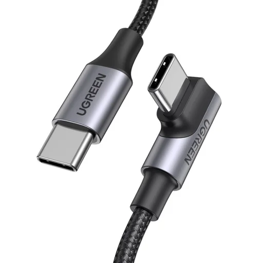 Ugreen US334 70645 USB-C (könyök) / USB-C (egyenes) kábel 100W PD 2m - fekete - 1