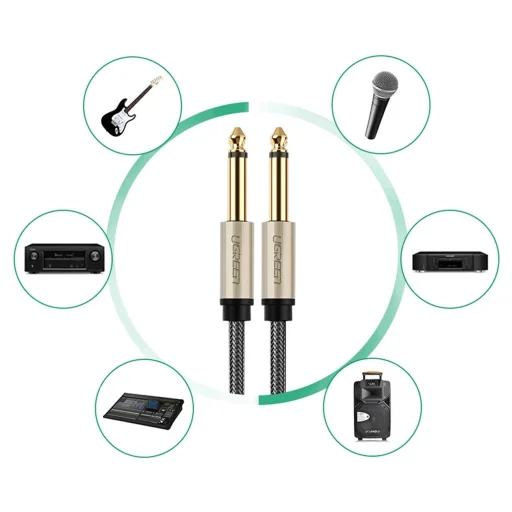 Ugreen AV128 10638 mono TS kábel 6,35 mm jack / 6,35 mm jack 2 m - szürke - 4