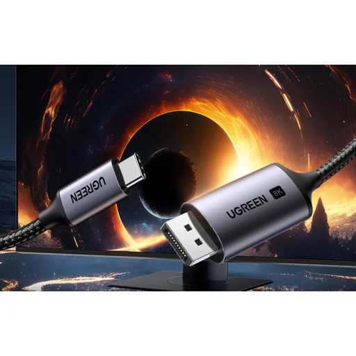 Ugreen CM556 kábel USB-C és DisplayPort 8K csatlakozókkal, 2 m hosszú - szürke - 6