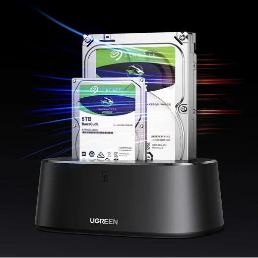 Ugreen CM198 50857 dokkoló állomás USB 3.0-val SATA 2.5" és 3.5" SSD/HDD meghajtókhoz, EU tápegységgel - fekete - 11