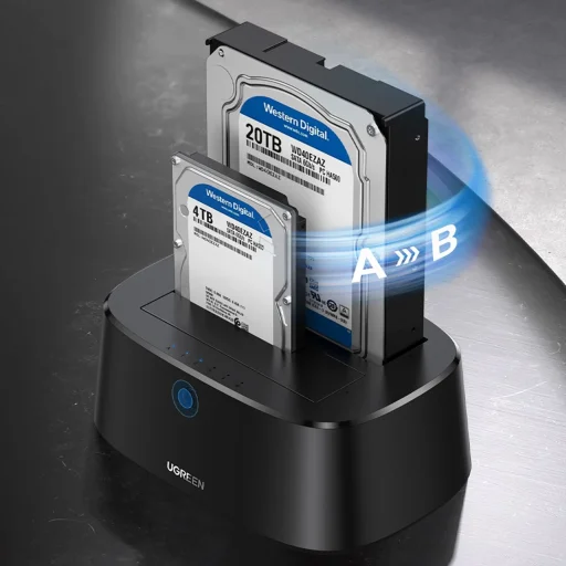 Ugreen CM198 50857 dokkoló állomás USB 3.0-val SATA 2.5" és 3.5" SSD/HDD meghajtókhoz, EU tápegységgel - fekete - 8