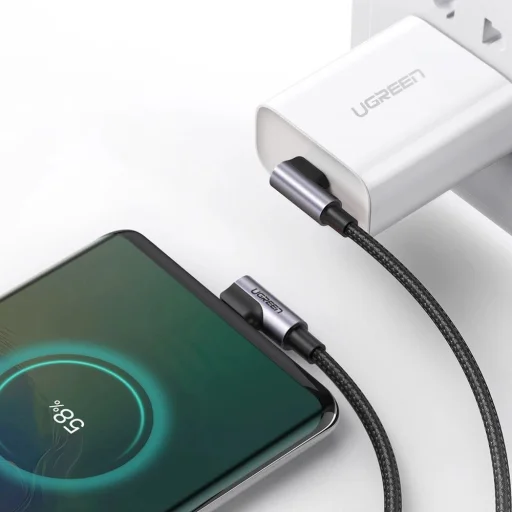 Ugreen US323 szögletes USB-C - USB-C PD QC kábel 60W 3A 2m - fekete - 3