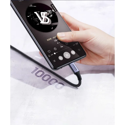 Ugreen US334 70643 USB-C (szögletes) / USB-C (egyenes) kábel 100W PD 1m - fekete - 7