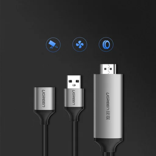 Ugreen CM151 50291 USB-A (női) - HDMI adapter USB-A tápcsatlakozóval (férfi) 1,5m - szürke - 5