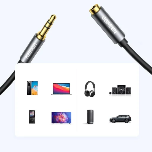 Ugreen AV118 10538 kábel 3.5 mm mini jack (férfi) / 3.5 mm mini jack (női) 5m - ezüst - 7