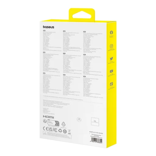 HUB Baseus PortalJoy Sorozat 13 az 1-ben USB-C - 2x HDMI / DP / VGA / USB-A 3.1 / USB-C 3.1 / USB-A 2.0 / PD / RJ45 / SD / TF / AUX - szürke - 6