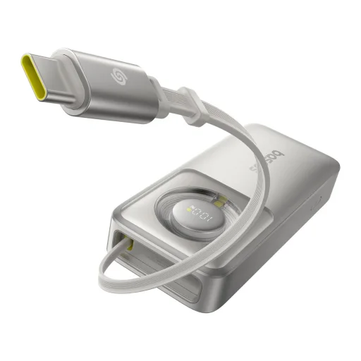 Baseus Free2Pull 10000mAh 30W powerbank USB-C porttal és visszahúzható USB-C kábellel - szürke - 3