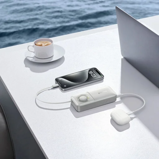 Baseus Free2Pull 10000mAh 30W powerbank USB-C porttal és visszahúzható USB-C kábellel - szürke - 8