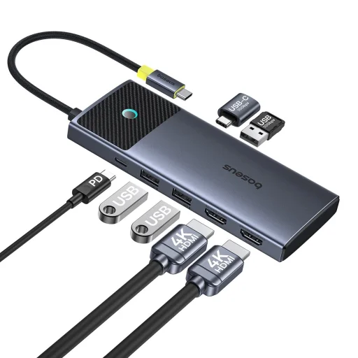 HUB Baseus Metal Gleam Series II 7in1 USB-C - USB-C PD100W / 2x USB-A / 2x HDMI 4K / USB-A 3.0 / USB-C 3.0 - 3