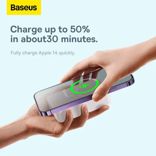 Baseus Magnetic Mini 20000 mAh 20W powerbank - fehér + USB-C / USB-C kábel - 13