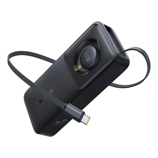 Baseus Free2Pull 10000mAh 30W powerbank USB-C porttal és visszahúzható USB-C kábellel - fekete - 1