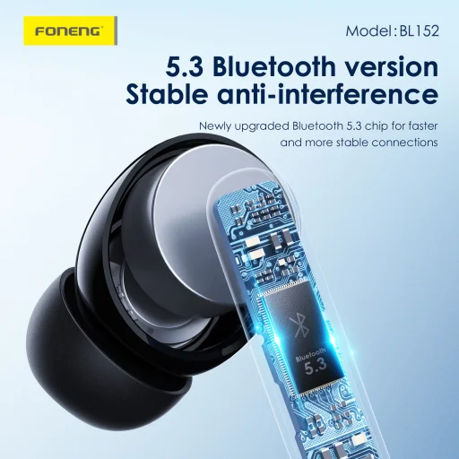 Foneng Bluetooth Fülhallgató TWS BL152 ANC+ENC zajszűrő fekete - 2