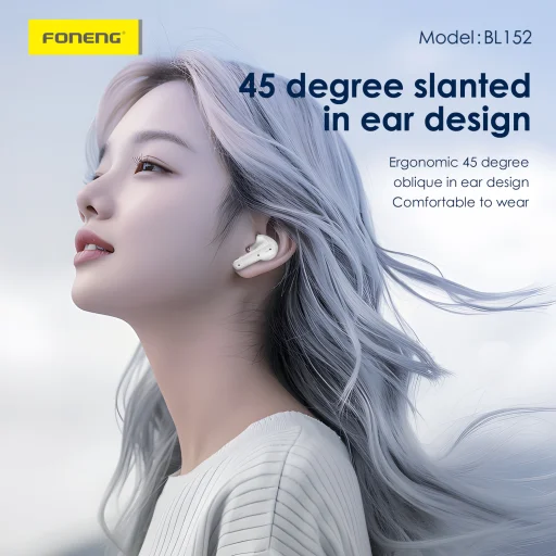 Foneng Bluetooth fülhallgató TWS BL152 ANC+ENC zajszűrő fehér - 4