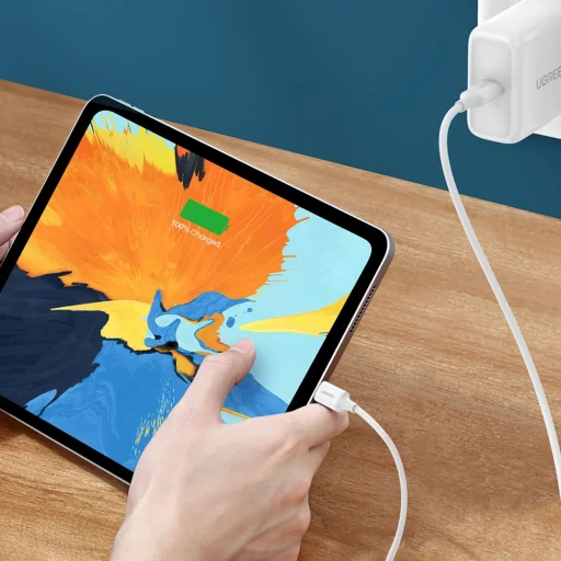 Ugreen US264 60518 USB-C / USB-C PD QC AFC kábel 1m - fehér - 3