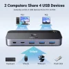 Ugreen CM662 USB 3.0 switch 2-in-4 switch + 2x USB-A kábel - fekete thumbnail