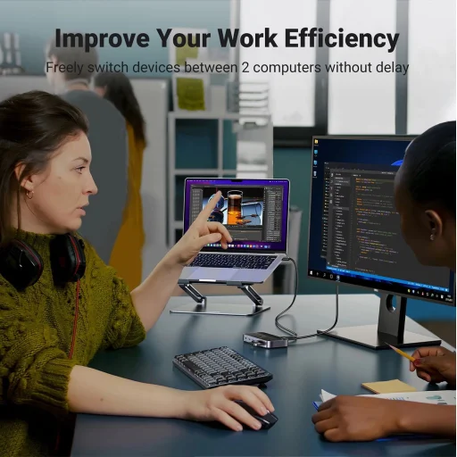 Ugreen CM662 USB 3.0 switch 2-in-4 switch + 2x USB-A kábel - fekete - 8