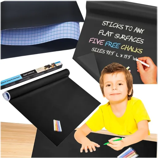 Állítható öntapadós krétatábla gyerekeknek 45 x 200 cm + kréta RC-K-340 fekete - 16