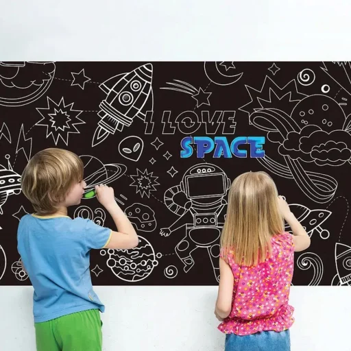 Állítható öntapadós krétatábla gyerekeknek 45 x 200 cm + kréta RC-K-340 fekete - 6