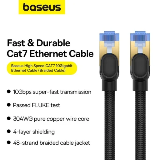 Baseus gyors internet kábel RJ45 cat.7 10Gbps 25m fonott fekete - 11