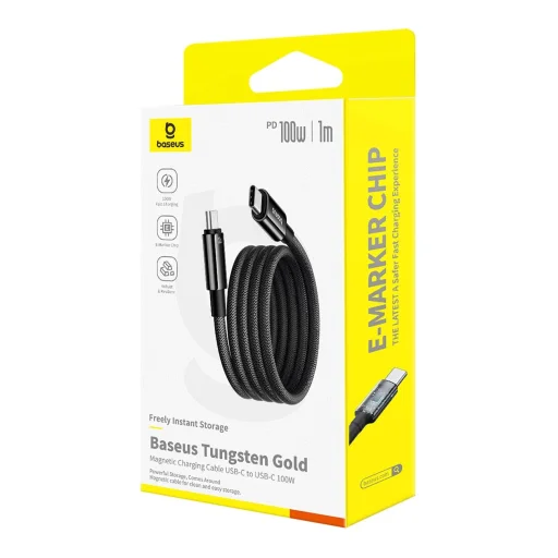 Baseus Tungsten Gold mágneses USB-C / USB-C kábel 100W 1m - fekete - 4