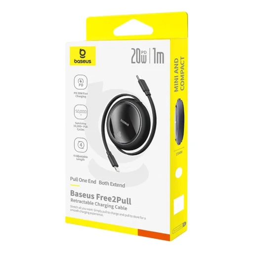Baseus Free2Pull visszahúzható USB-C / Lightning kábel 20W 1m - fekete - 7