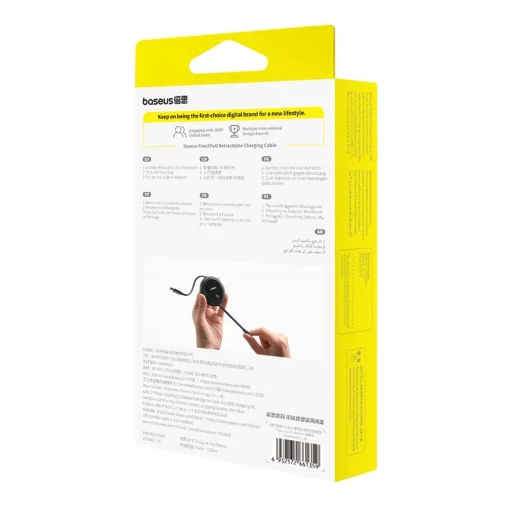 Baseus Free2Pull visszahúzható USB-C / Lightning kábel 20W 1m - fekete - 8