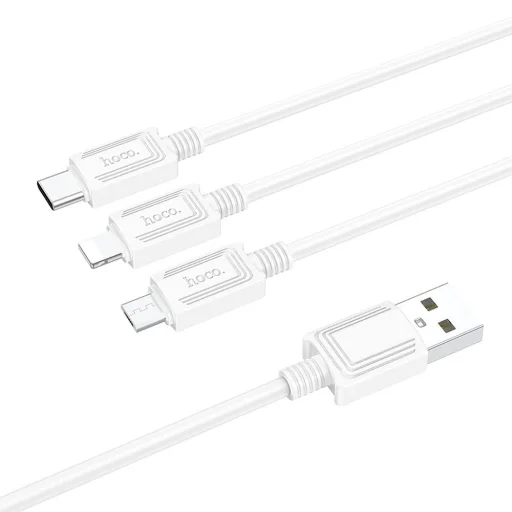 HOCO kábel 3 az 1-ben USB A - Lightning / Micro USB / Type-C 2A X76 1 m fehér - 2