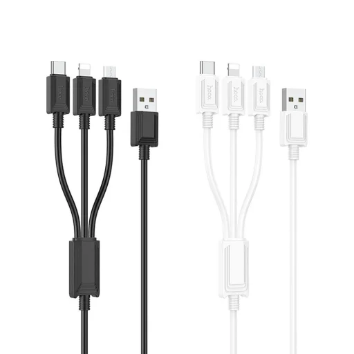 Kábel 3 az 1-ben USB A Lightning / Micro USB / USB C Hoco 2A X74 1 m fekete - 4
