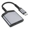 HOCO adapter AUX 2in1 Type C to 2 x Type C 27W LS40 fém szürke thumbnail