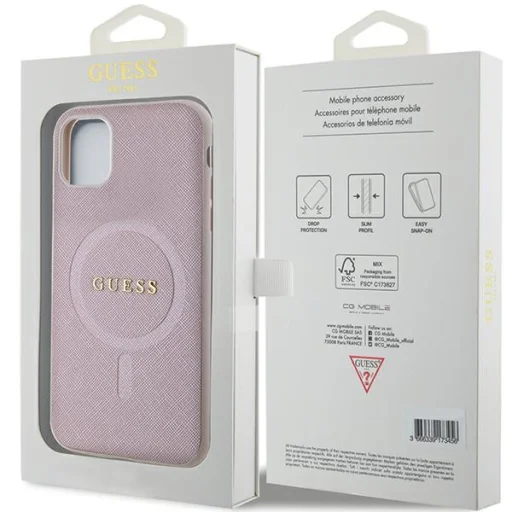 Guess tok iPhone 11 GUHMN61PSAHMCP rózsaszín Saffiano Magsafe - 8