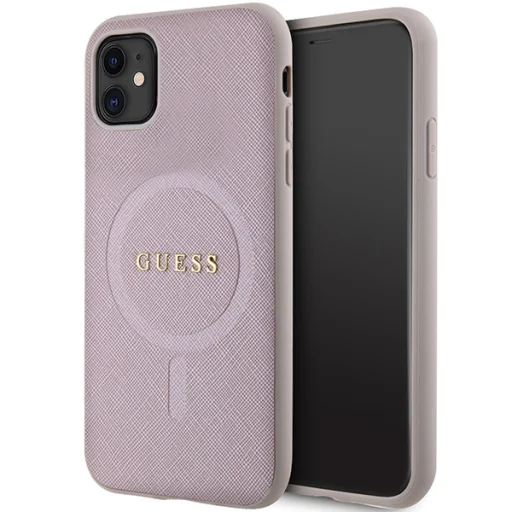 Guess tok iPhone 11 GUHMN61PSAHMCP rózsaszín Saffiano Magsafe - 1