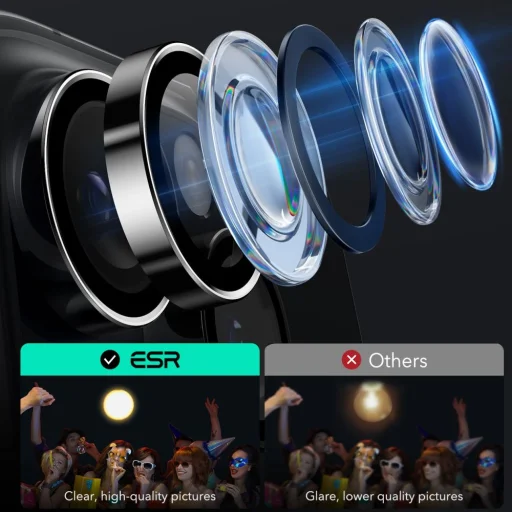  iPhone 16 Pro / 16 Pro Max Fekete ESR Armorite Kamera Védő üvegfólia - 5