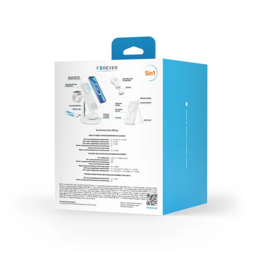 Forever MACS-100 mágneses vezeték nélküli töltőállomás power bankkal fehér 5 az 1-ben - 21