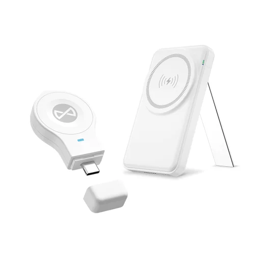 Forever MACS-100 mágneses vezeték nélküli töltőállomás power bankkal fehér 5 az 1-ben - 8