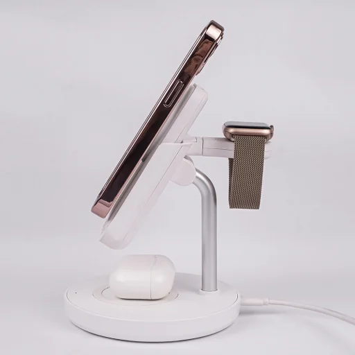 Forever MACS-100 mágneses vezeték nélküli töltőállomás power bankkal fehér 5 az 1-ben - 13